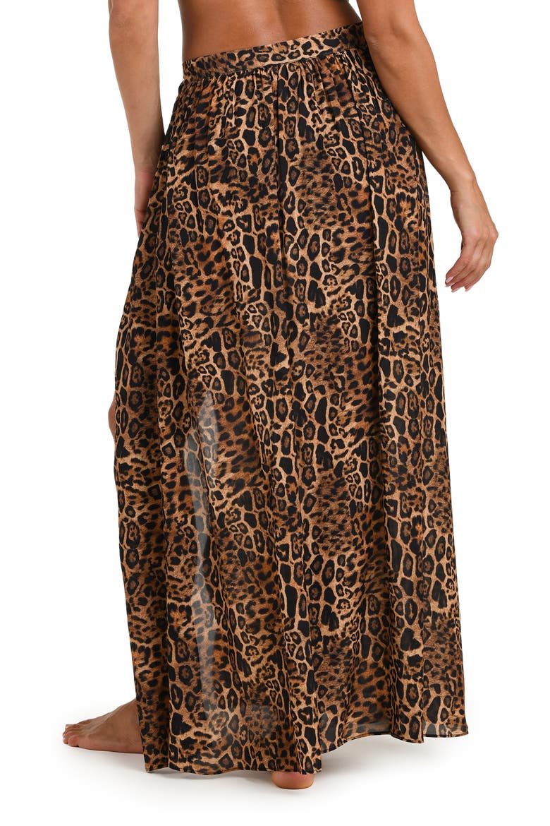 Klaire Leopard Maxi Skirt Cover-Up, Alternate, color, NATURAL
