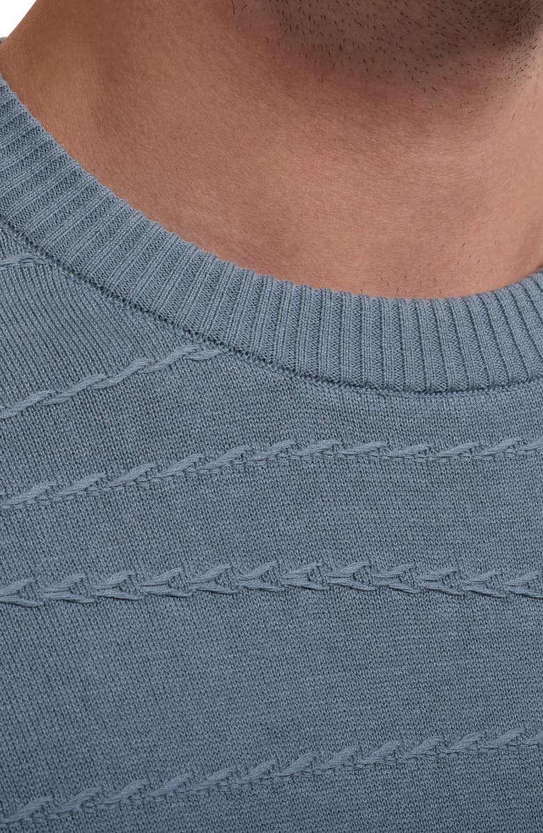 Bugatchi Textured Cotton & Silk Crewneck Sweater, Alternate, color, Shark