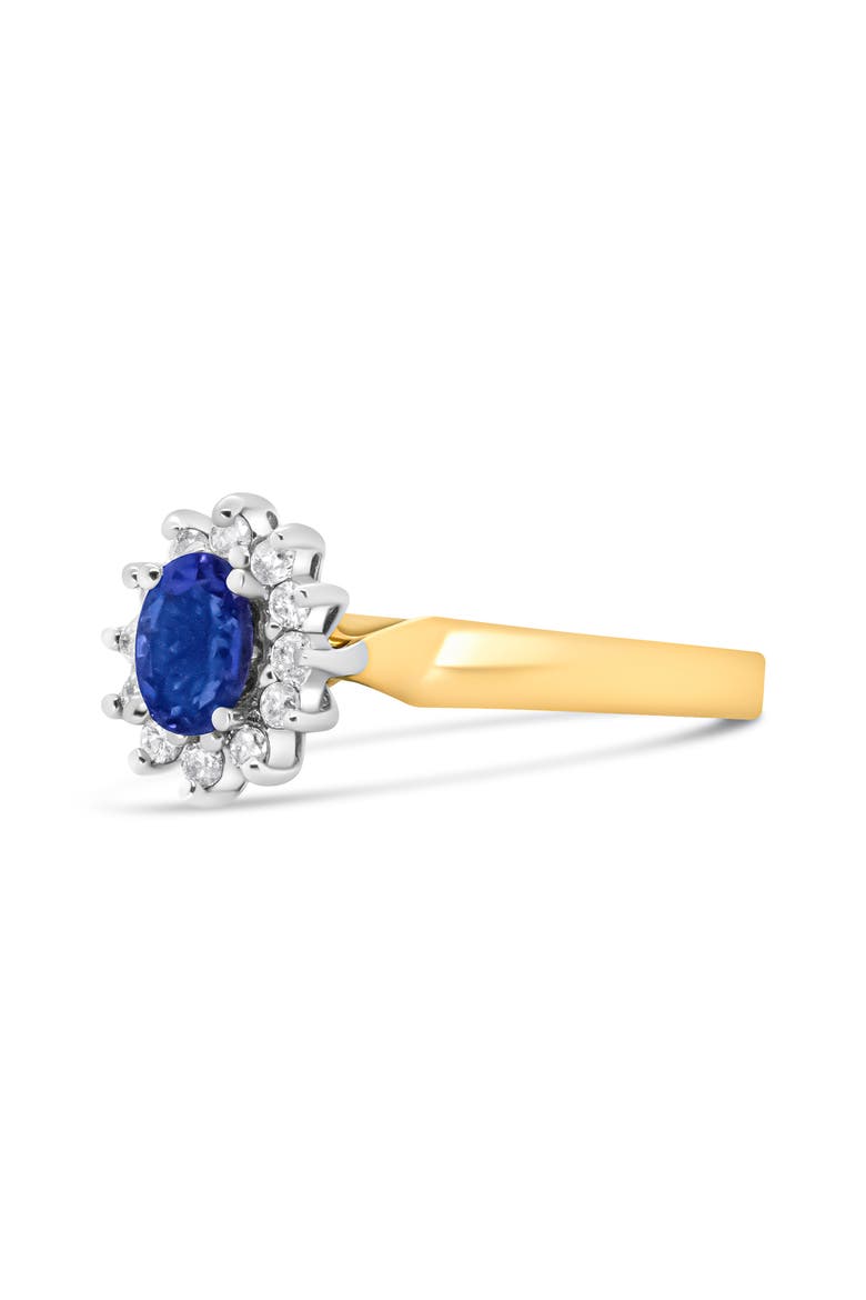 14K Gold 1/5 Cttw Diamond & Blue Tanzanite Halo Ring, Alternate, color, Yellow