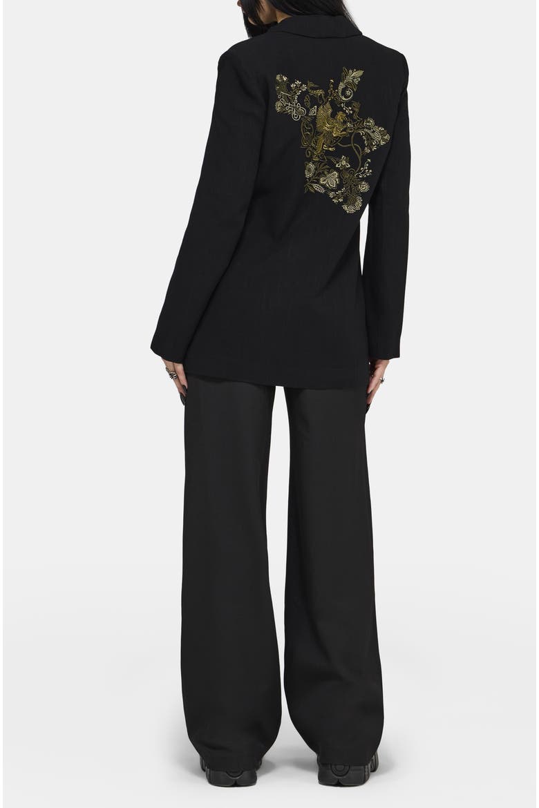 Ellis Embroidered Longline Blazer, Alternate, color, Black