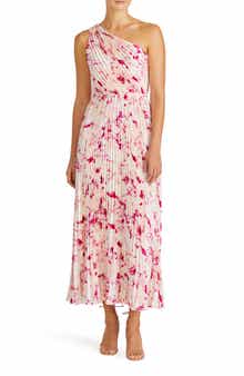 ML Monique Lhuillier Alina Pleated One-Shoulder Cocktail Dress