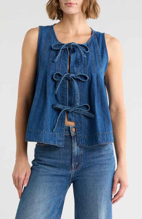 Tie Front Denim Top
