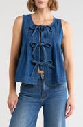 Lush Tie Front Denim Top