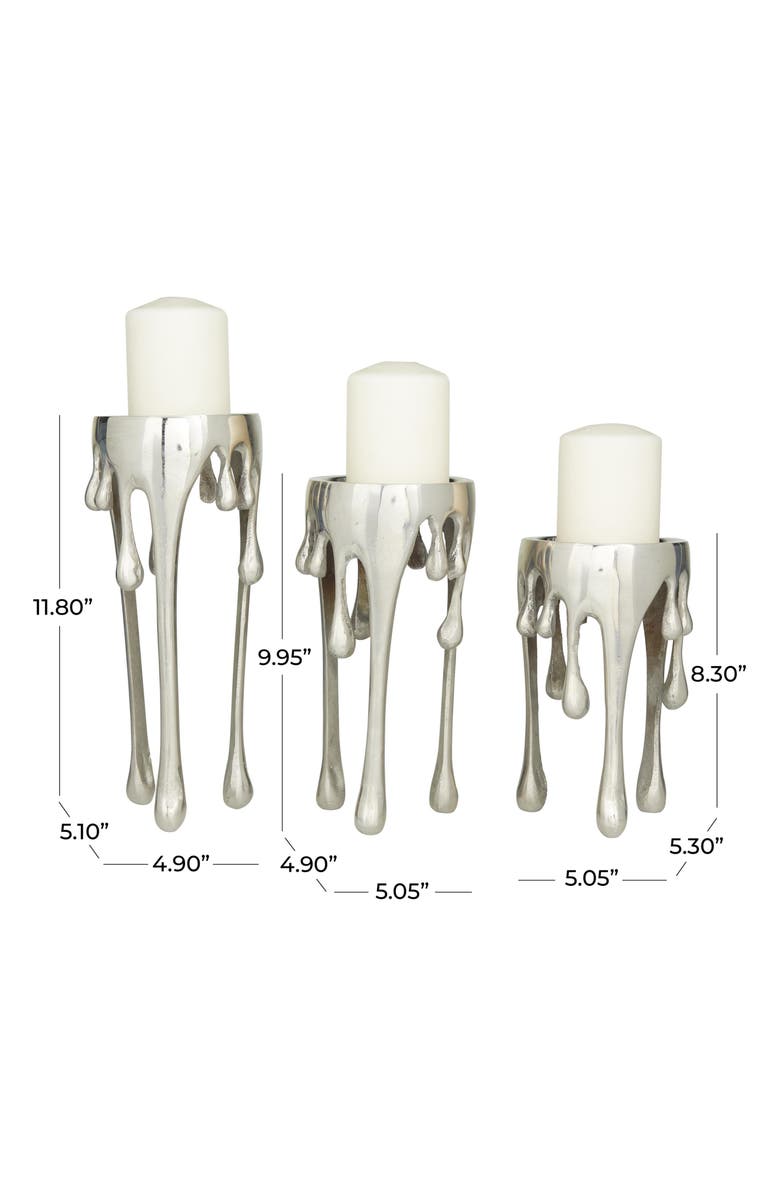 UMA Set of 3 Melting Wax Pillar Candleholders, Alternate, color, Silver