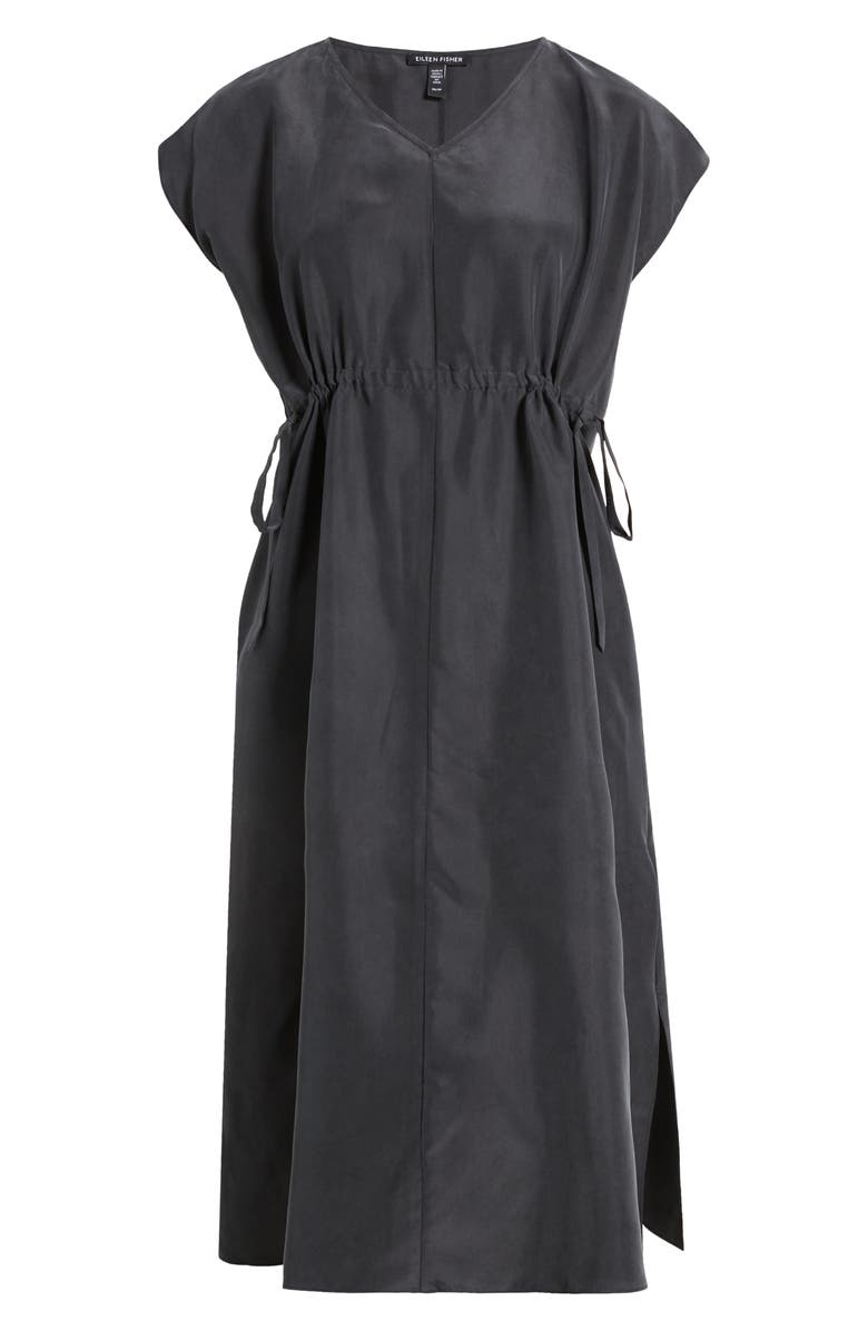 Eileen Fisher Cap Sleeve Silk Dress, Alternate, color, 
