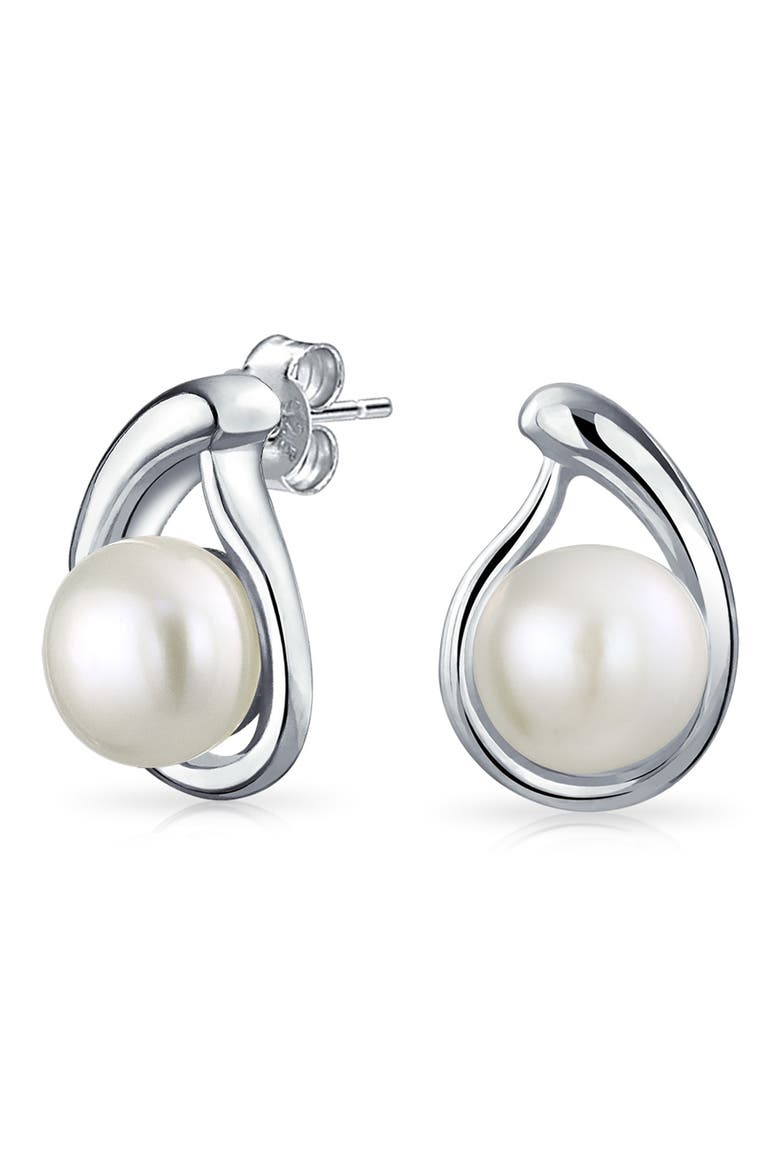 Freshwater Pearl Stud Earrings, Main, color, WHITE
