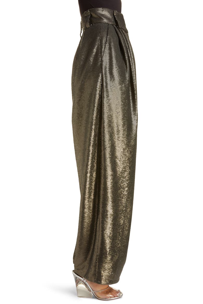High Waist Wide Leg Sequin Pants, Alternate, color, GREY