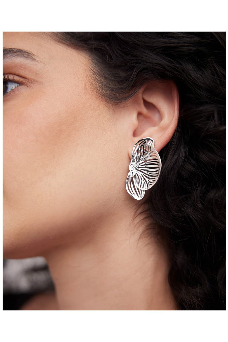 Small Orchid Stud Earring (Nordstrom Exclusive), Alternate, color, SILVER