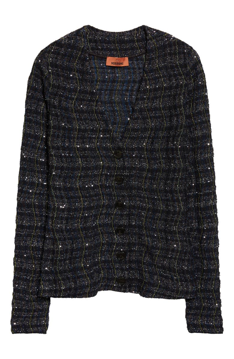 Missoni Metallic & Sequin Cardigan, Main, color, Blue Tones