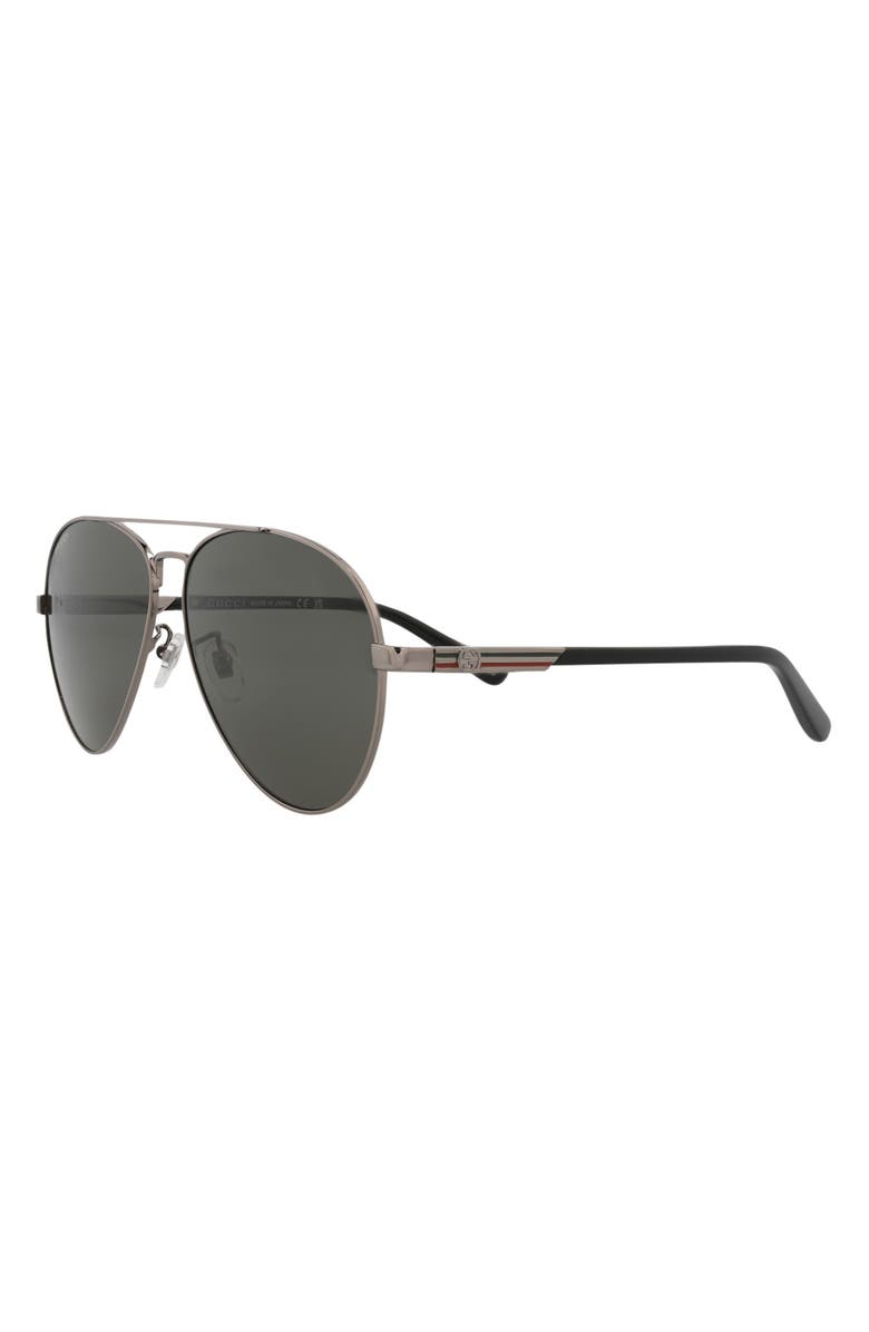 Gucci 61mm Navigator Sunglasses, Alternate, color, Ruthenium Black Grey