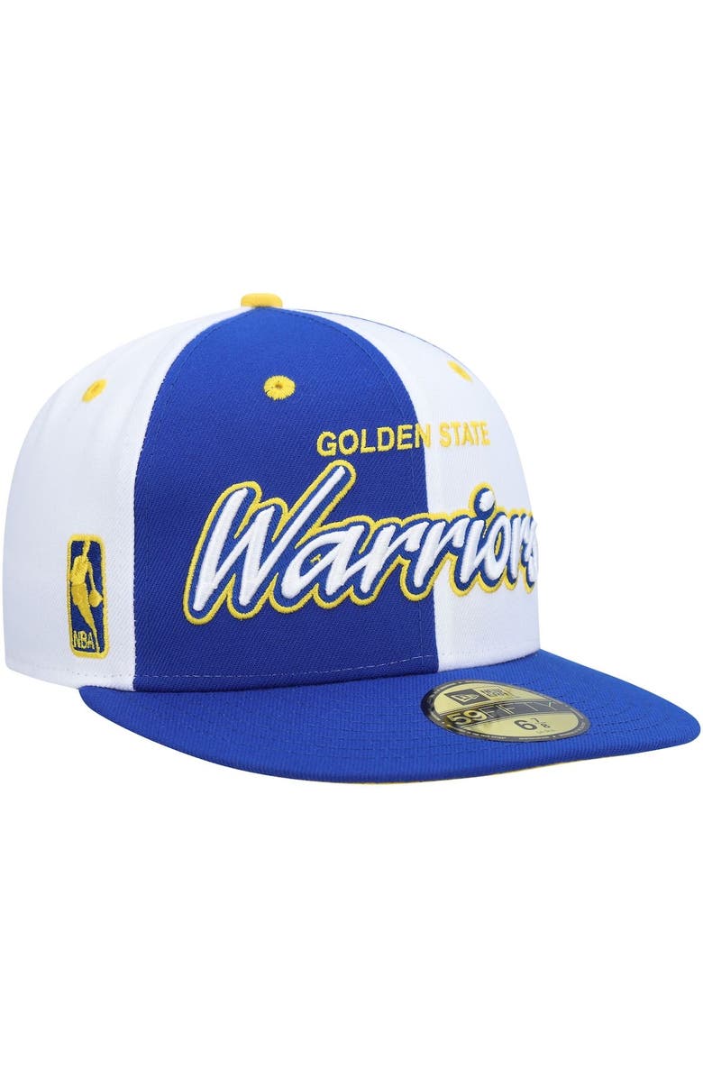 New Era Men's New Era Royal/White Golden State Warriors Script Pinwheel 59FIFTY Fitted Hat, Alternate, color,