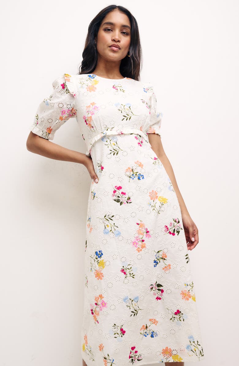 Nobody's Child Felicia Floral Broderie Anglaise Midi Dress, Alternate, color, 