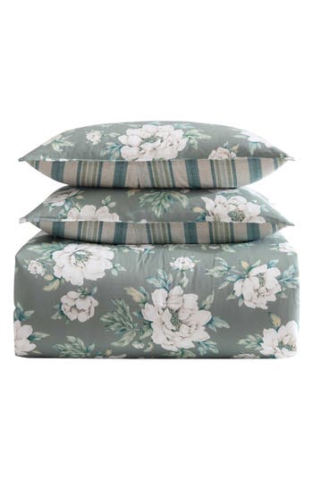 Laura Ashley Wisley Floral 7-piece Cotton Comforter Set In Sage Green