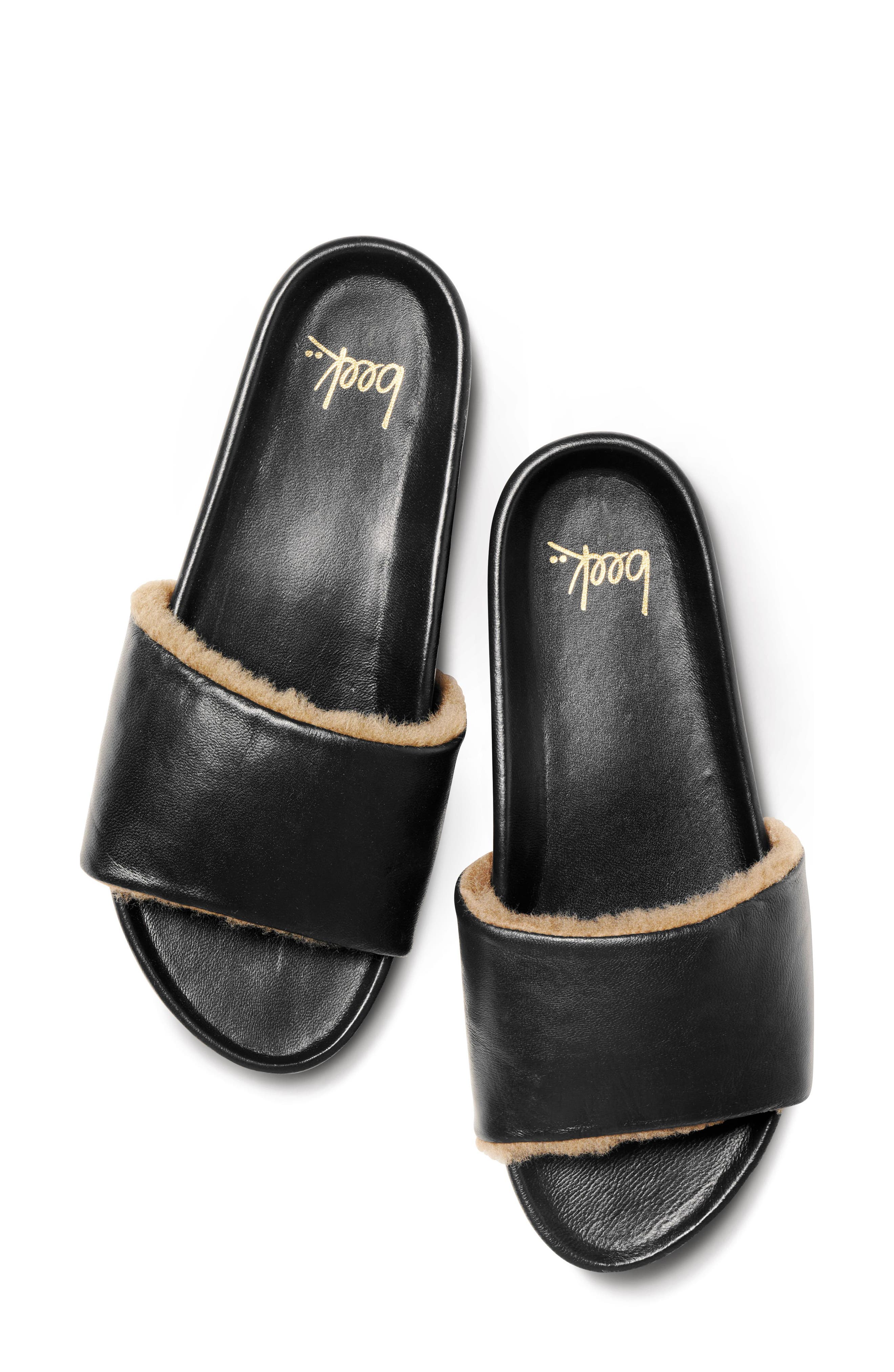 Gallito Genuine Shearling Slide Sandal, Alternate, color, BLACKBRON