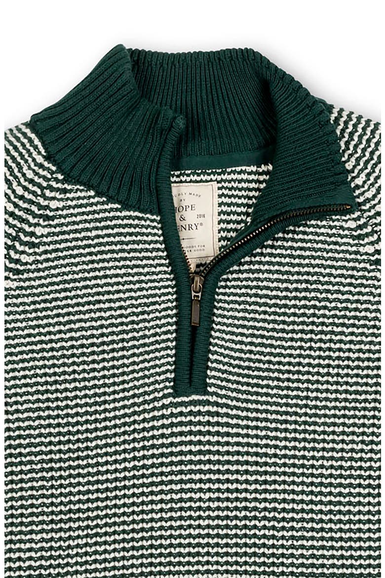 Organic Half Zip Ski Pullover Sweater, Alternate, color, Deep Green Stripe