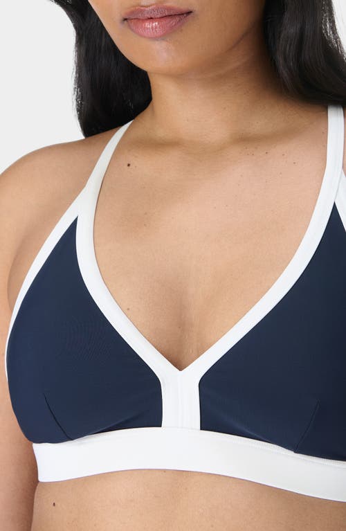Shop Sweaty Betty Core Racerback Bikini Top In Navyblue Lilywhite