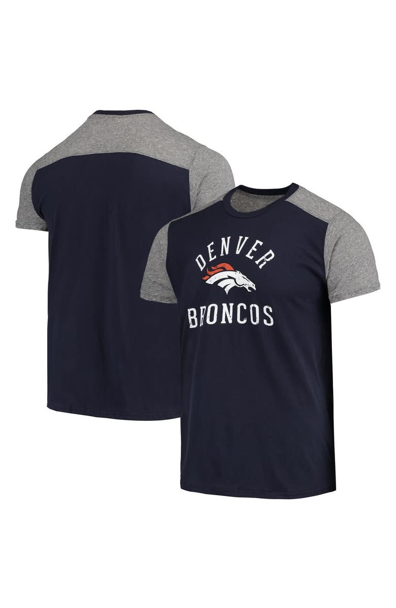 Majestic Threads Men's Majestic Threads Navy/Gray Denver Broncos Field Goal Slub T-Shirt, Main, color, Navy