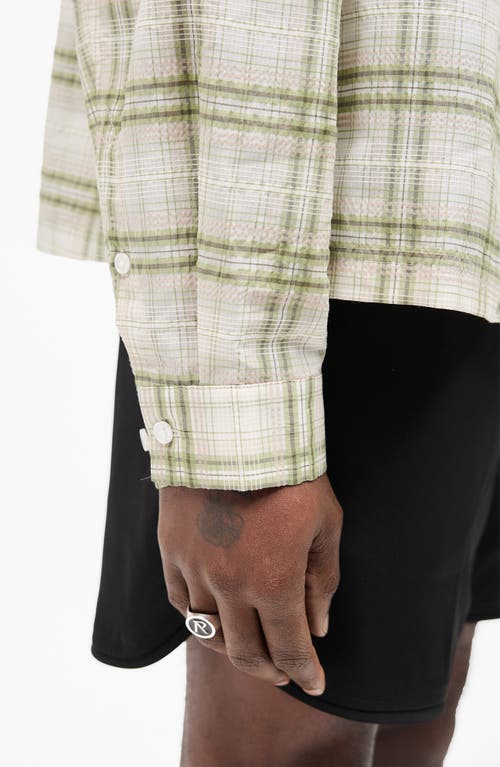 Represent Plaid Texture Sheer Flannel Button-up Shirt In Green