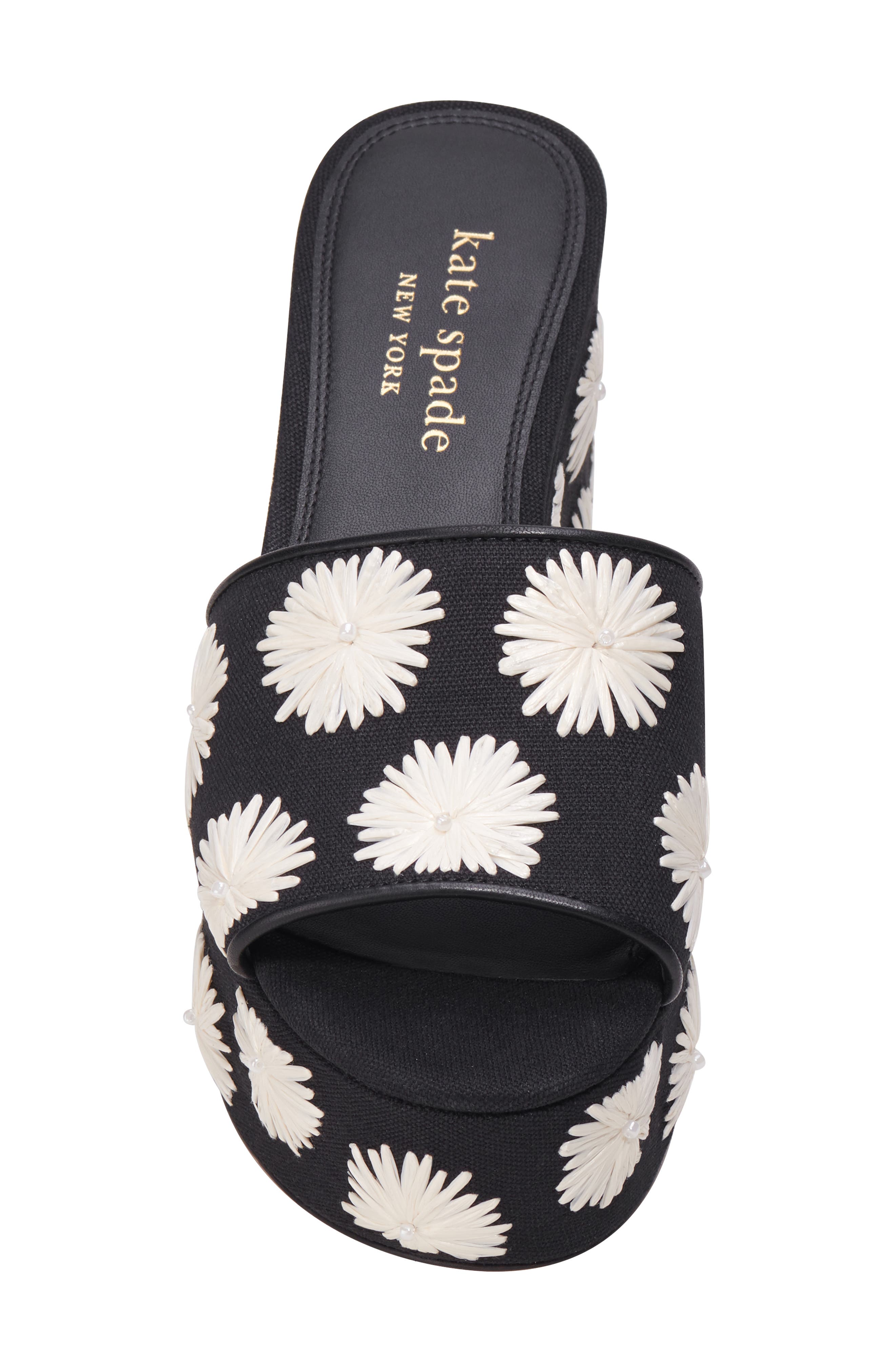 Kate Spade New York ibiza platform slide sandal, Alternate, color, Black/ Cream