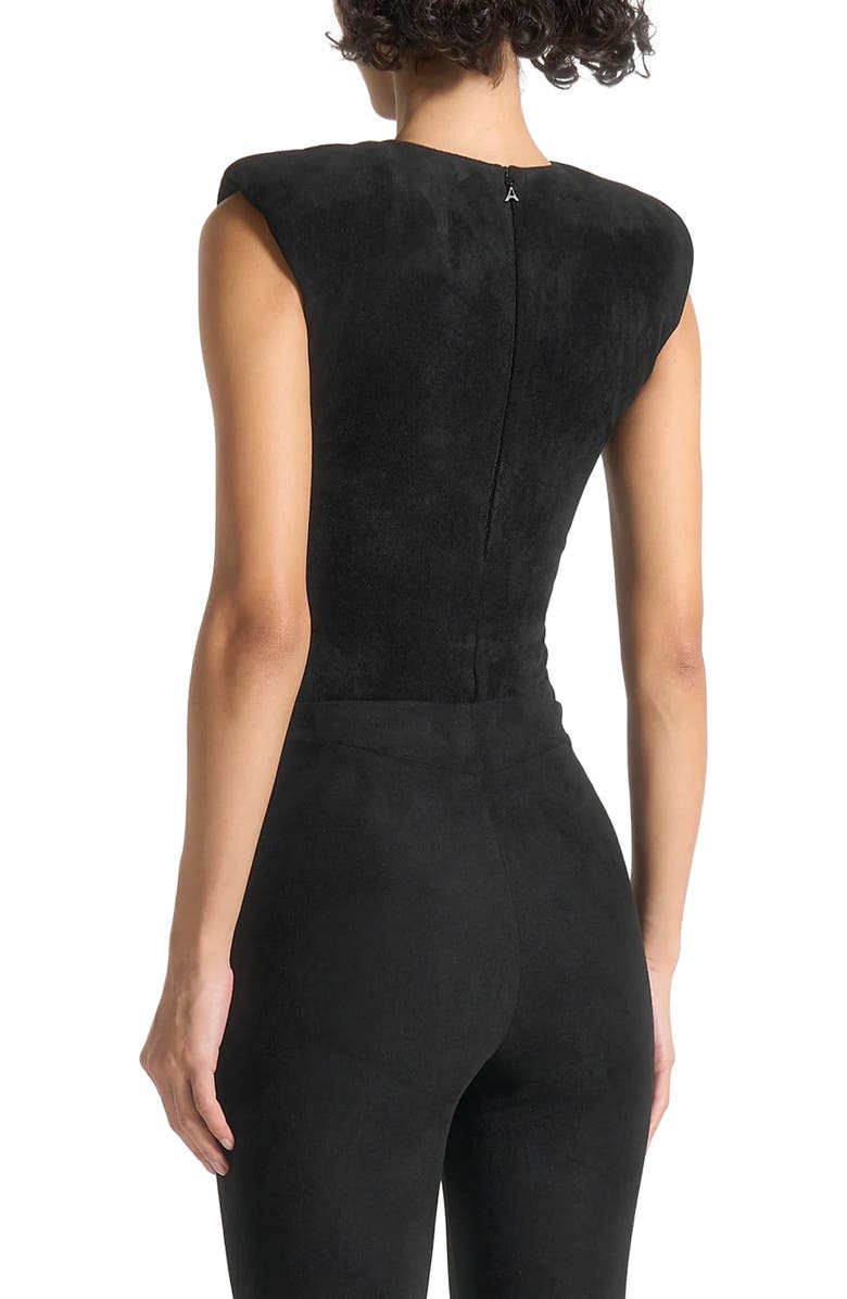 Manière De Voir Wide Shoulder Suede Bodysuit, Alternate, color,
