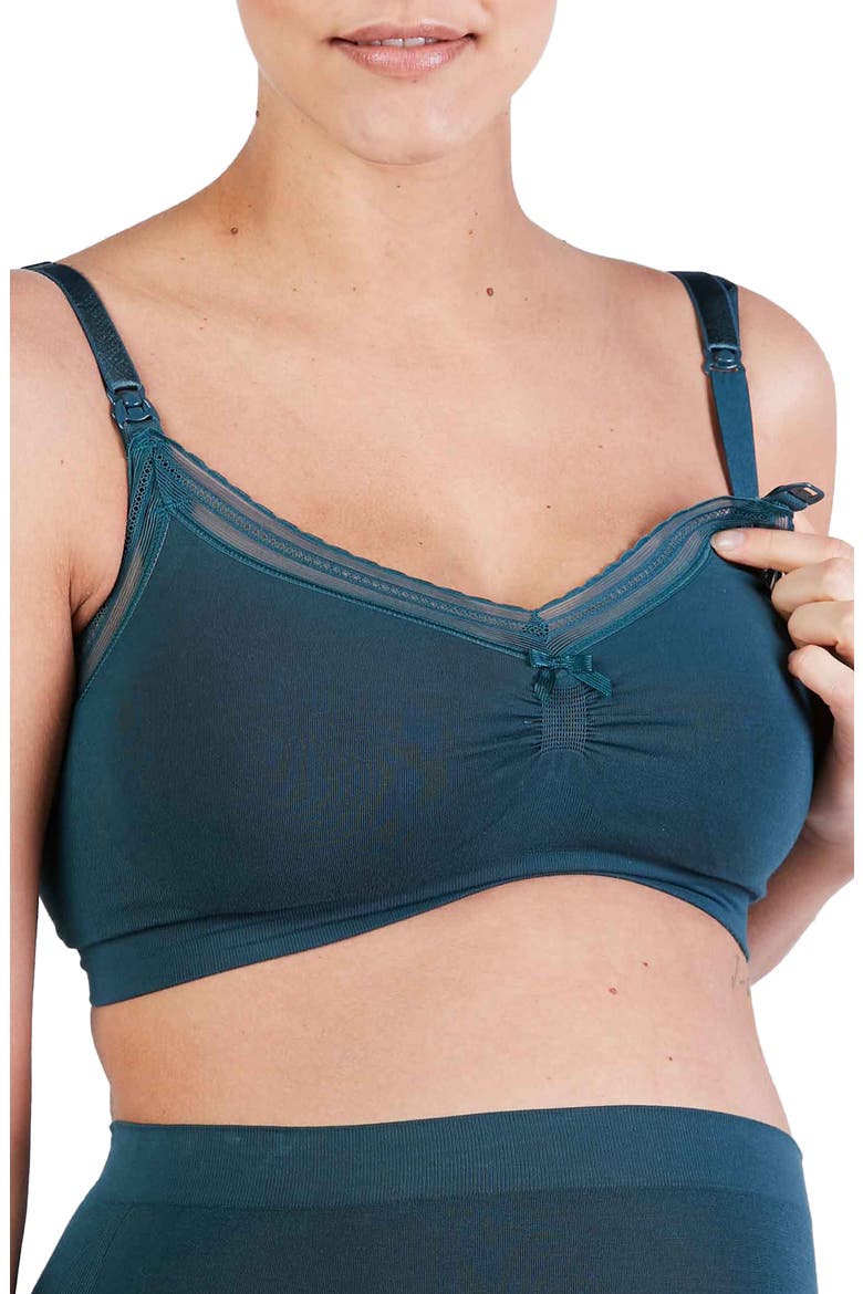 Milk Seamless Wireless Maternity/Nursing Bra, Alternate, color, GREEN