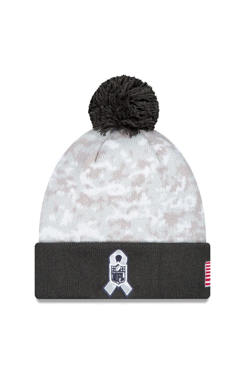 New Era Men's New Era  White/Graphite Dallas Cowboys 2024 Salute To Service Digital Camo Cuffed Knit Hat with Pom, Alternate, color, White