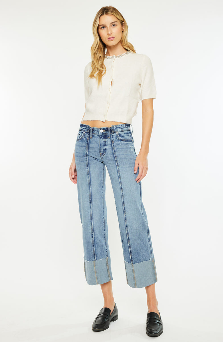 KanCan Margret Mid Rise Cropped Wide Leg Jeans, Alternate, color, Medium Wash