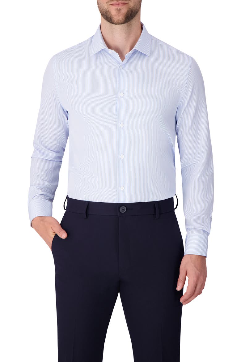 Stripe Print Slim Fit Stretch Dress Shirt, Main, color, LIGHT BLUE