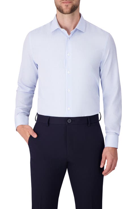 Stripe Print Slim Fit Stretch Dress Shirt