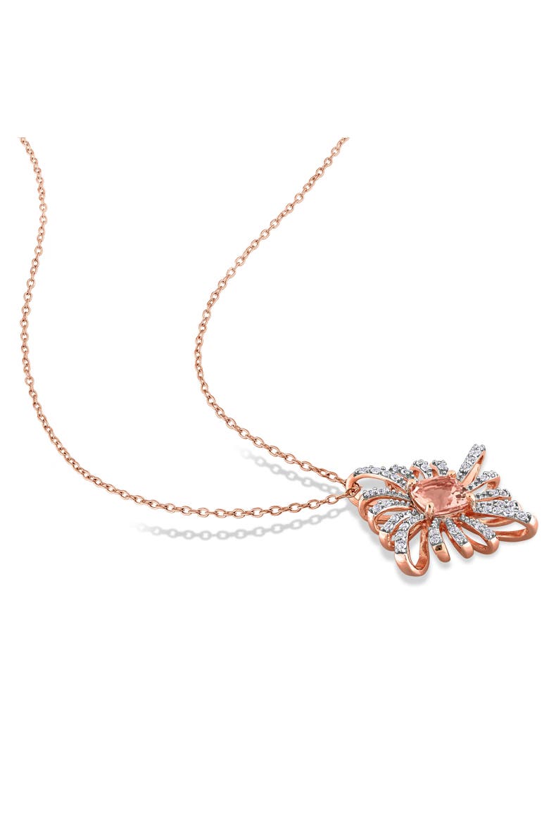 Morganite & White Topaz Floral Necklace, Alternate, color, Morganite
