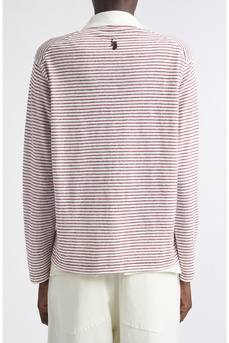 Trust Stripe Linen & Cotton Jersey Polo, Alternate, color, IVORY/ WINE