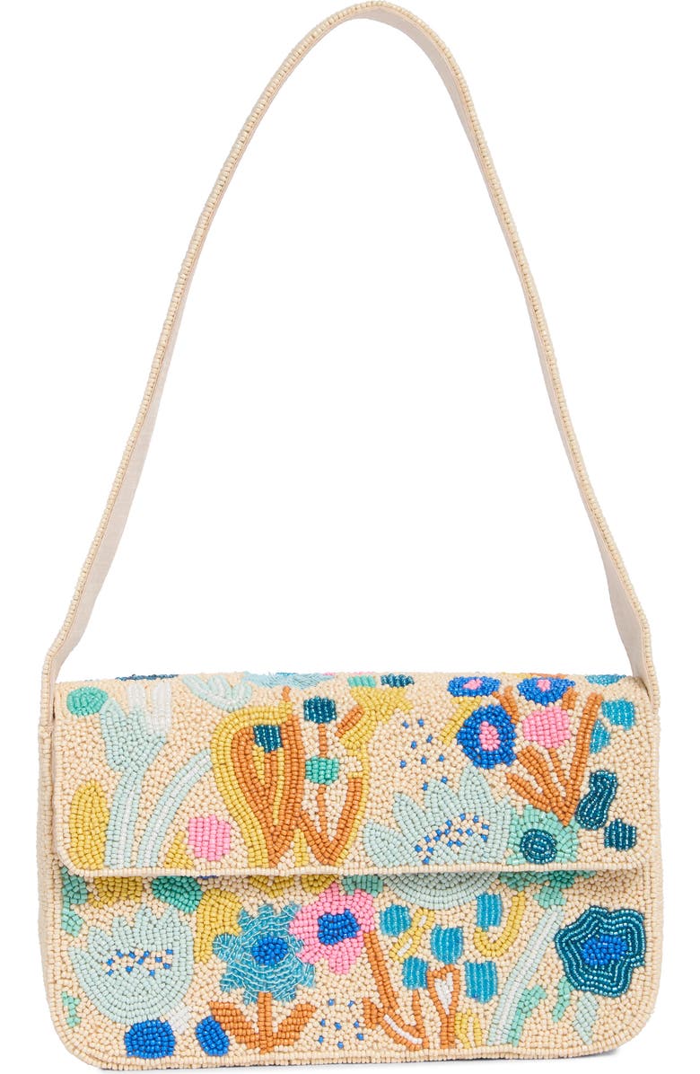 Collection XIIX Beaded Abstract Floral Shoulder Bag, Main, color, Beige Multi