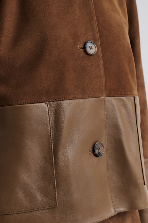 Malina Marcie Suede Leather Cropped Jacket In Brown