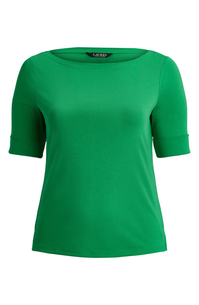 Lauren Ralph Lauren Cotton Boat Neck Top, Alternate, color, Stem