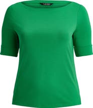 Lauren Ralph Lauren Cotton Boat Neck Top