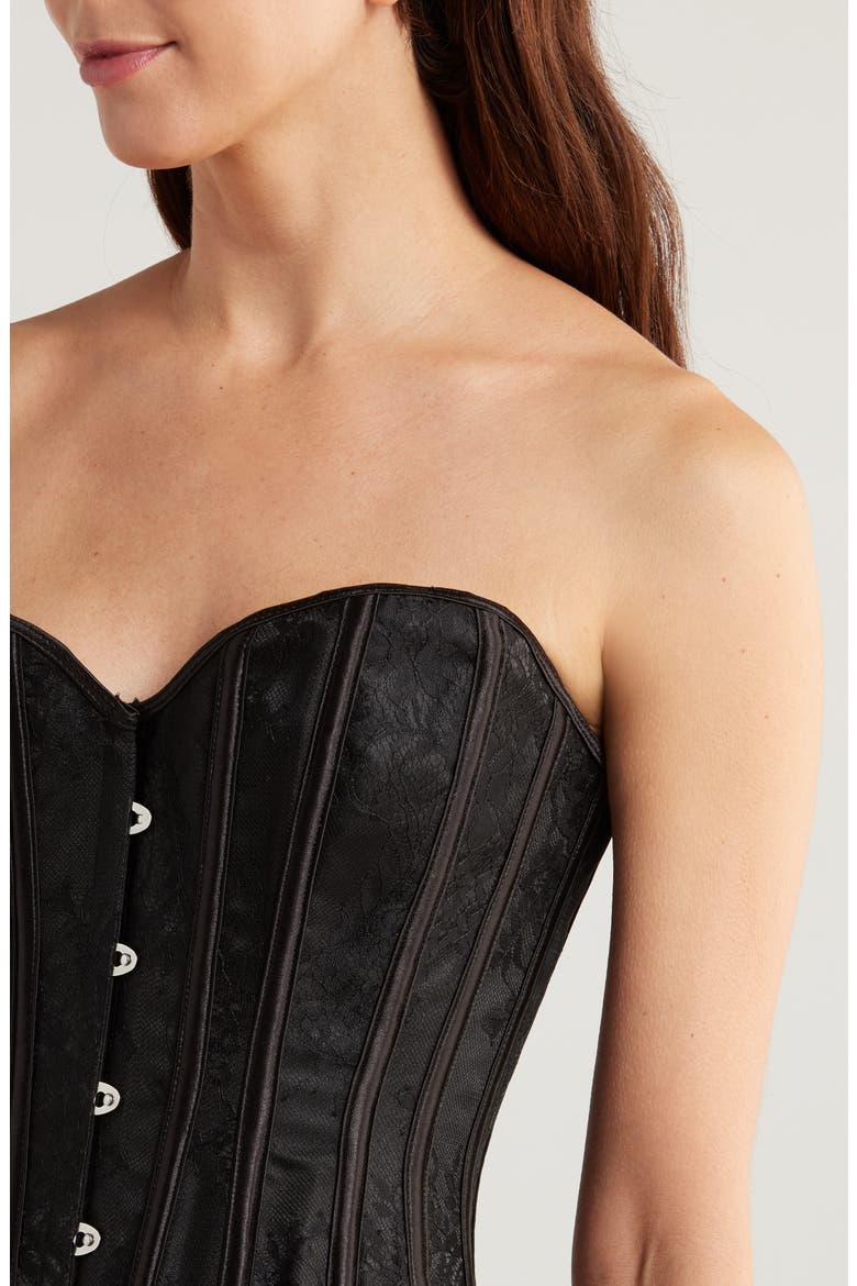 Strappy Lace Corset, Alternate, color, BLACK