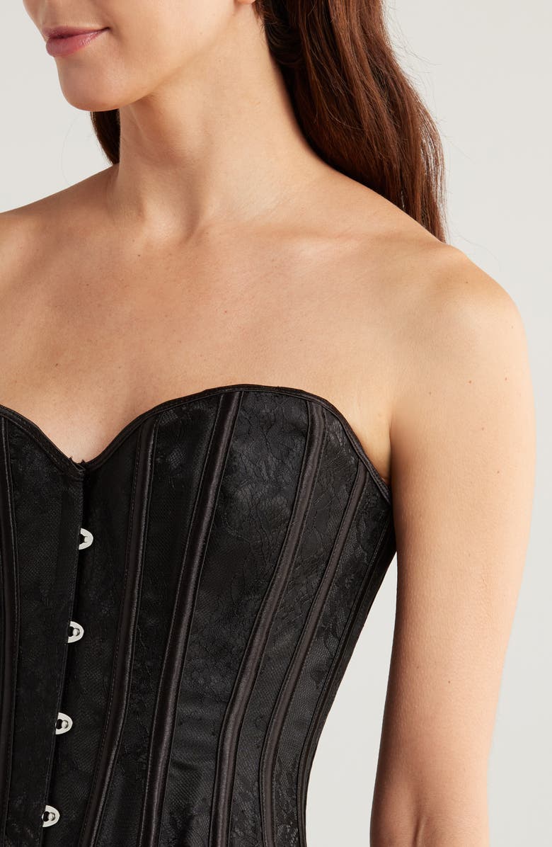 Coquette Strappy Lace Corset, Alternate, color, Black