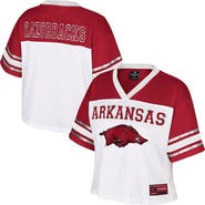 COLOSSEUM Women's Colosseum White Arkansas Razorbacks Treasure Cropped Football Jersey