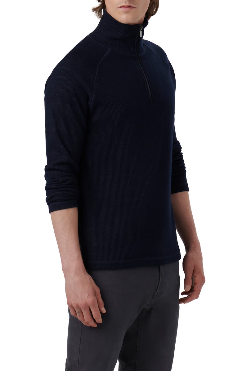 Bugatchi Quarter Zip Pullover, Alternate, color, Navy