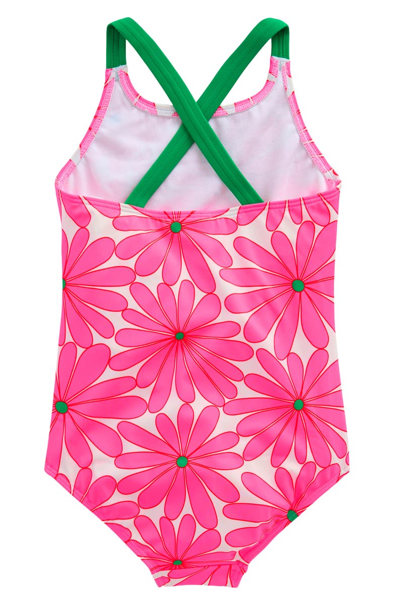 Mini Boden Kids' Printed One-Piece Swimsuit, Alternate, color, Knockout Pink Giant Daisy