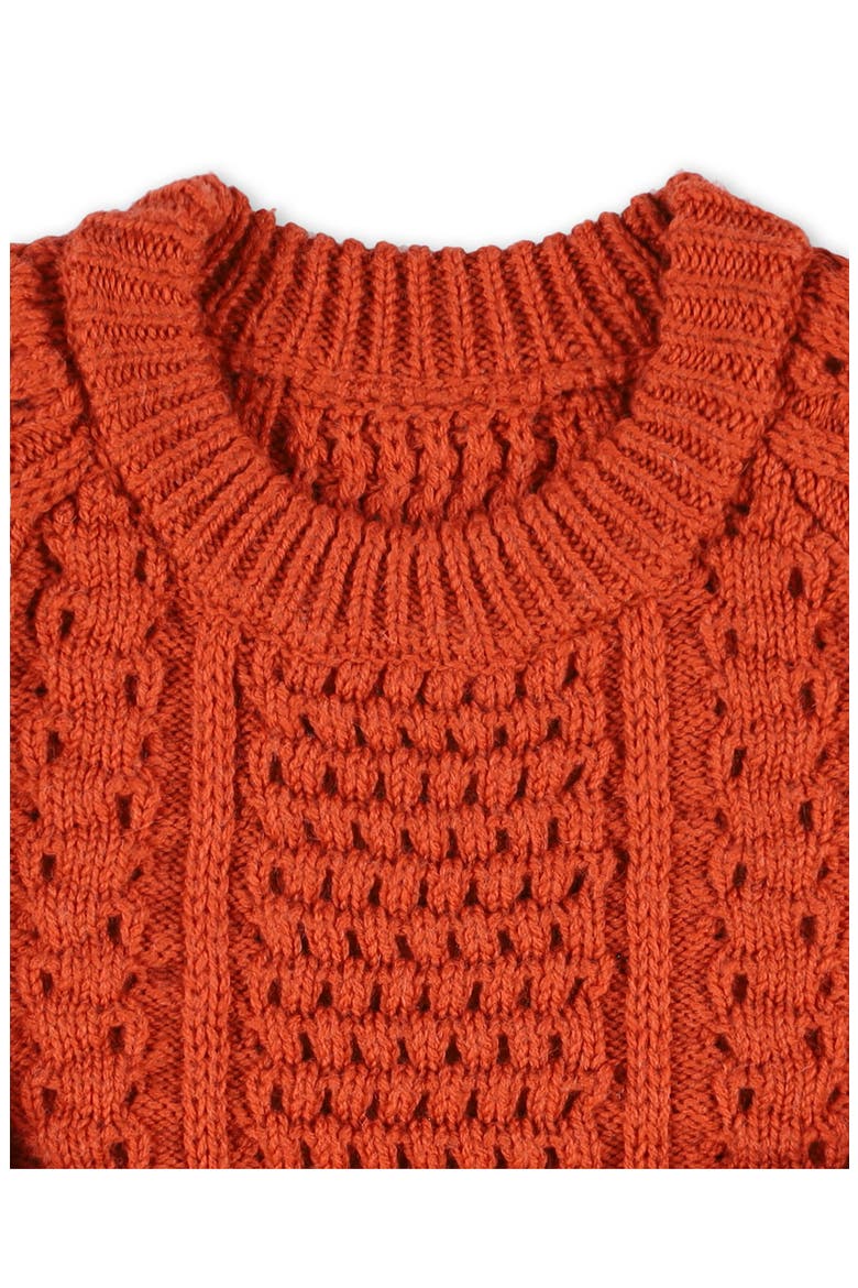 Aston Cable Knit Wool Crewneck Sweater, Alternate, color, Orange