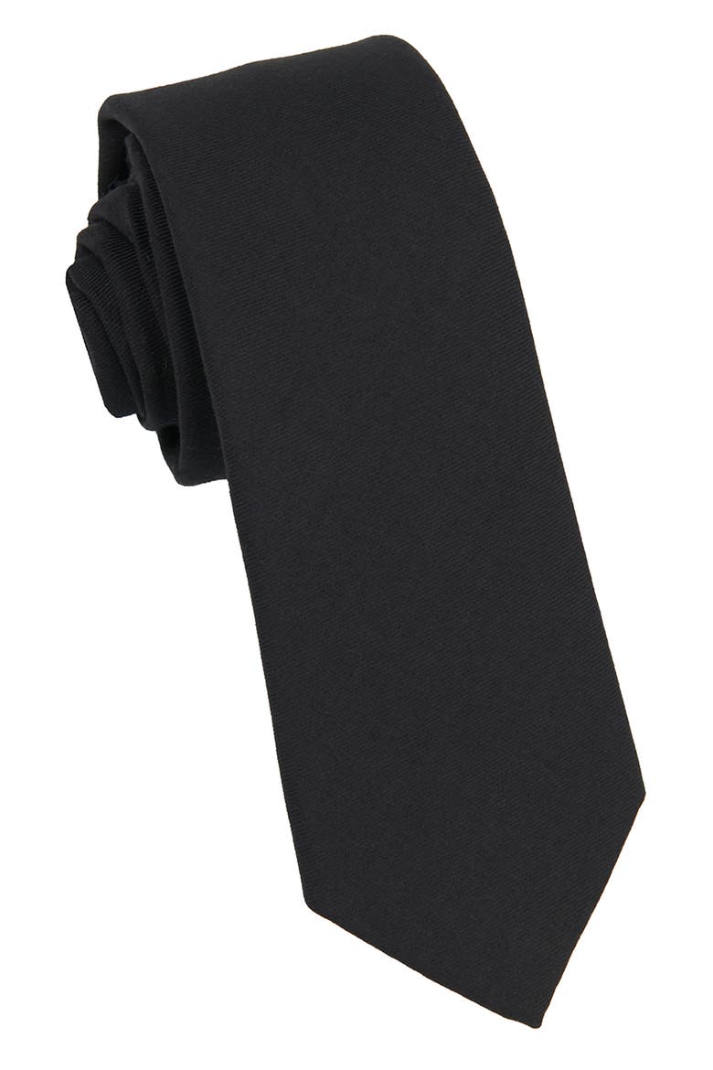 Solid Cotton Tie, Main, color, BLACK