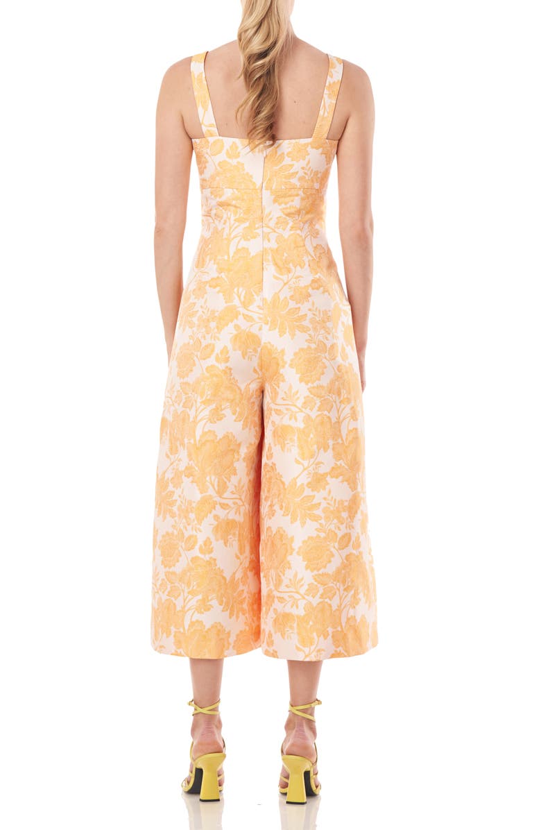 Kay Unger Ingrid Floral Jacquard Jumpsuit, Alternate, color, Mango