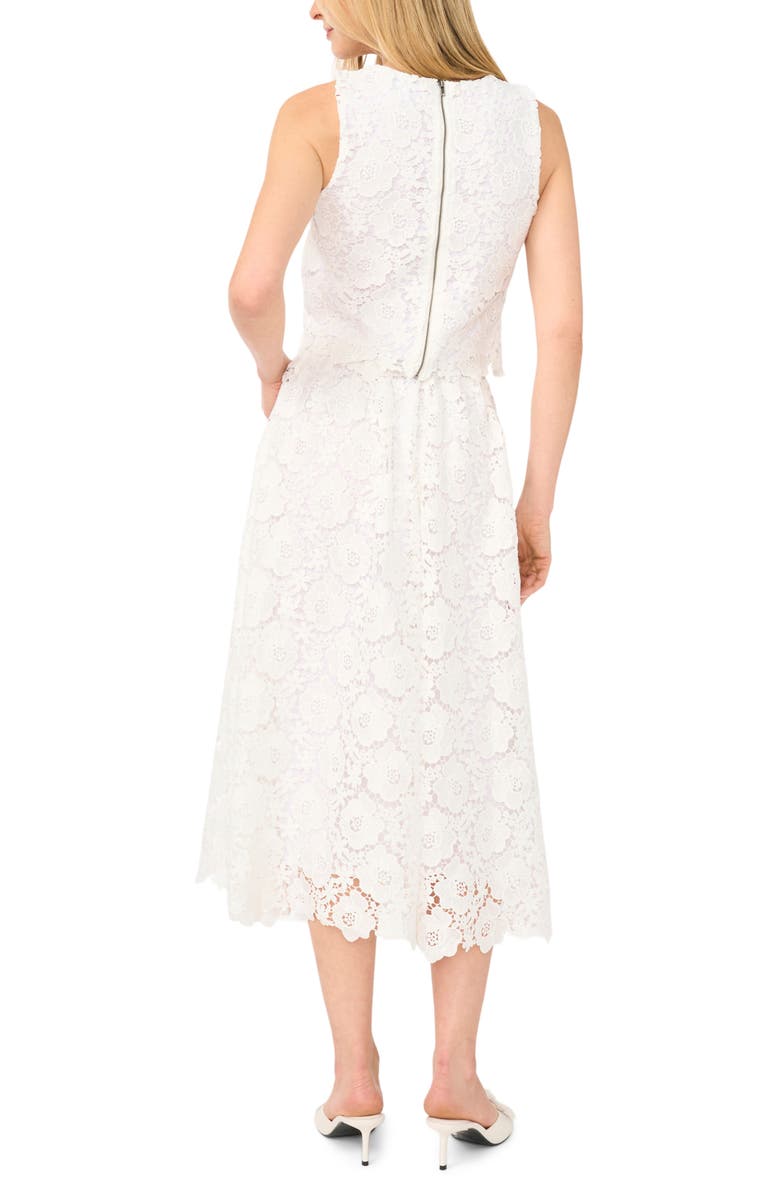 CeCe Floral Lace A-line Midi Skirt, Alternate, color, Ultra White