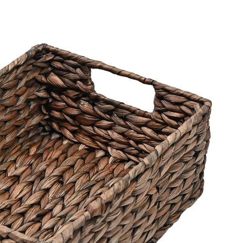 Happimess Lane Classic Farmhouse Handwoven Hyacinth Pantry Baskets With Chalkboard Labels And Handle In Brown