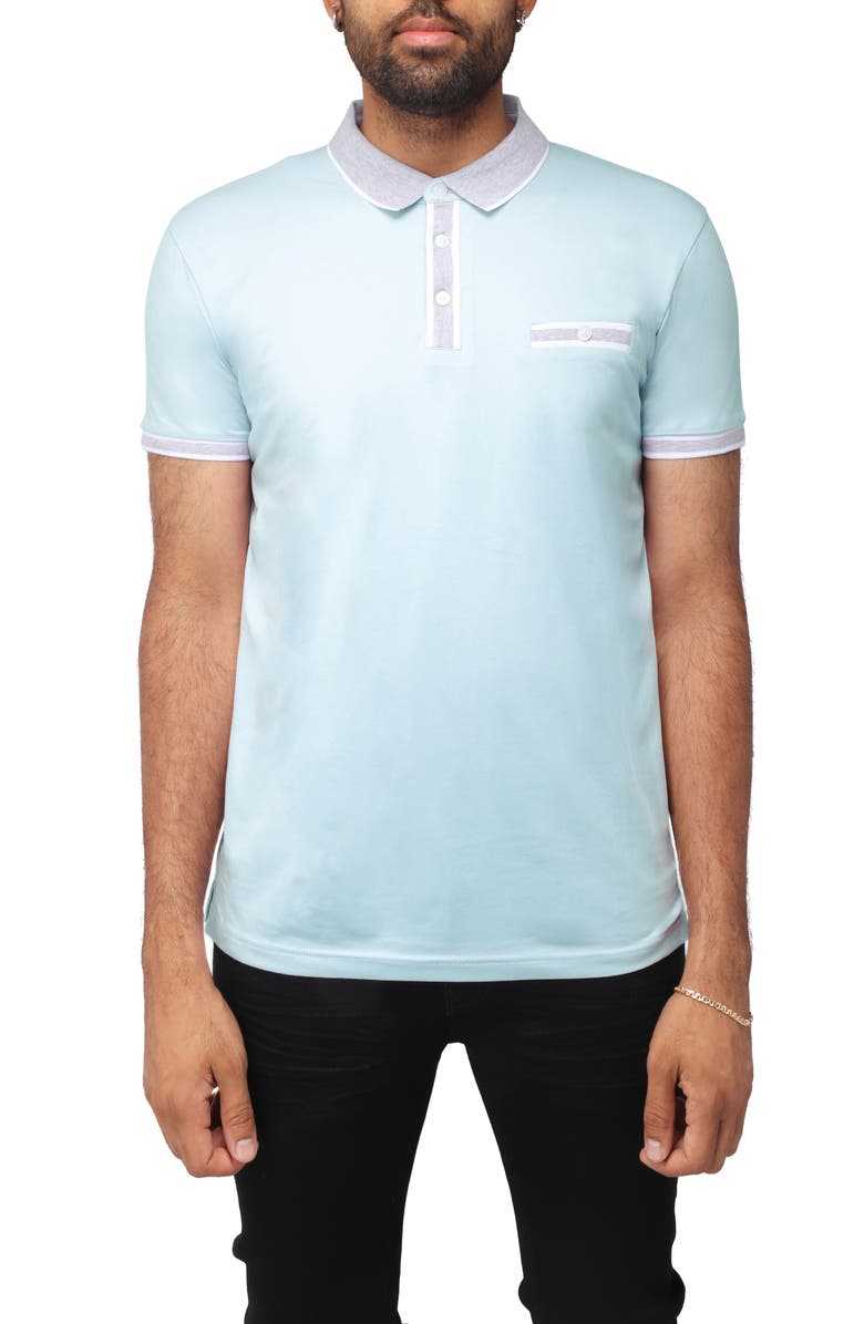 XRAY Pipe Trim Short Sleeve Polo, Main, color, Light Blue