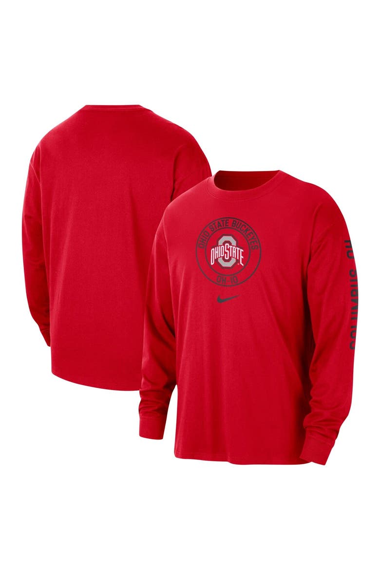 Nike Ohio State Buckeyes ロンティー　ナイキレア ロンT Men's Nike Scarlet Ohio State Buckeyes Heritage Max90 Long Sleeve