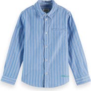 Scotch & Soda Kids' Relaxed Fit Stripe Cotton Button-Up Shirt