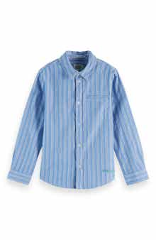 Scotch & Soda Kids' Relaxed Fit Stripe Cotton Button-Up Shirt