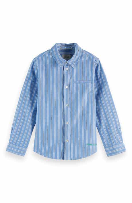 Scotch & Soda Kids' Relaxed Fit Stripe Cotton Button-Up Shirt